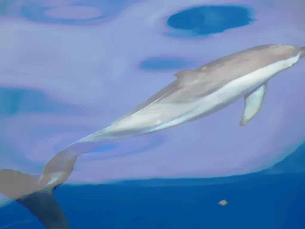 A dolphin swimming just below the surface in Mayotte's lagoon